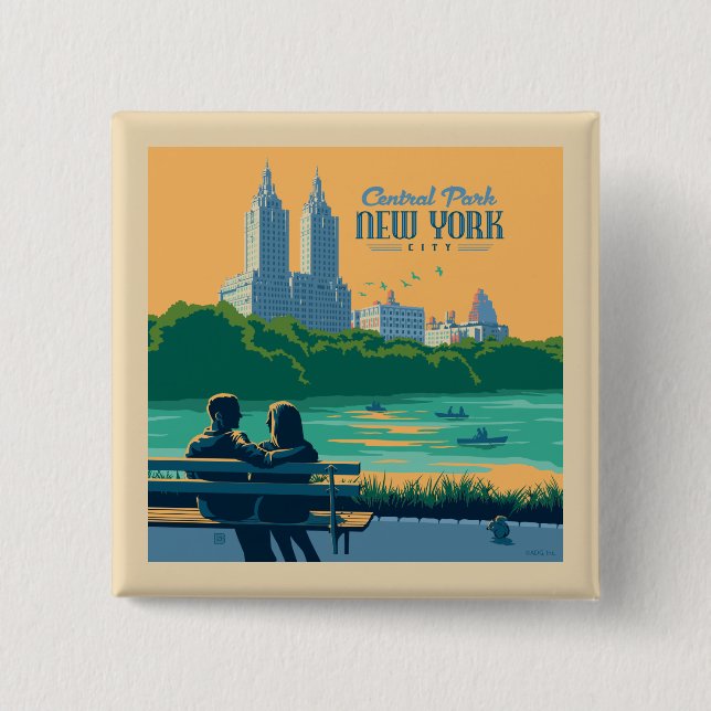 New York Central Park Bench Button (Vorderseite)