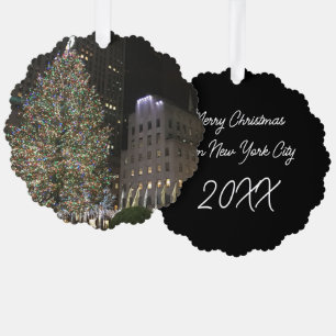 New York Christmas NYC Rockefeller Center Tree Ornament Karte