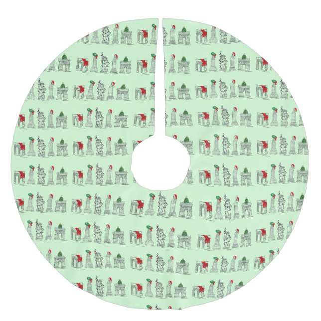 New York Christmas NYC Sehenswürdigkeiten Architec Polyester Weihnachtsbaumdecke (Vorderseite)