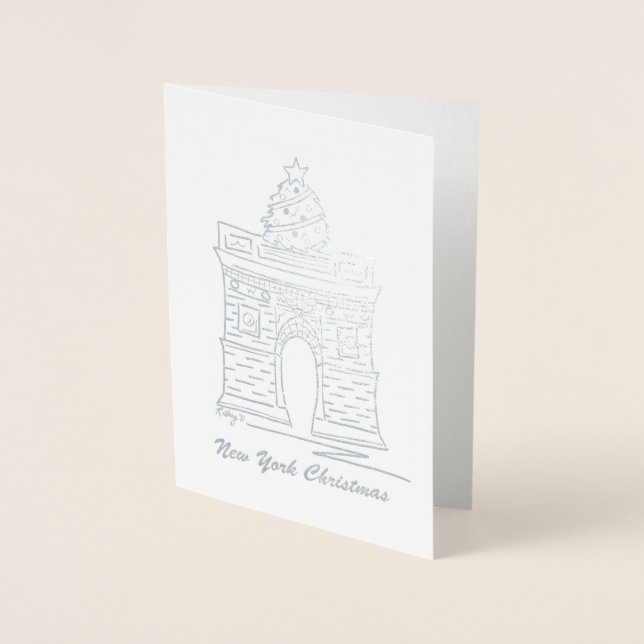 New York Christmas NYC Washington Square Arch Tree Folienkarte (Vorderseite)