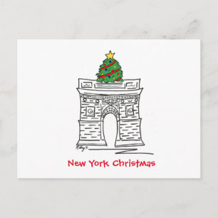 New York Christmas Tree NYC Washington Square Arch Feiertagspostkarte