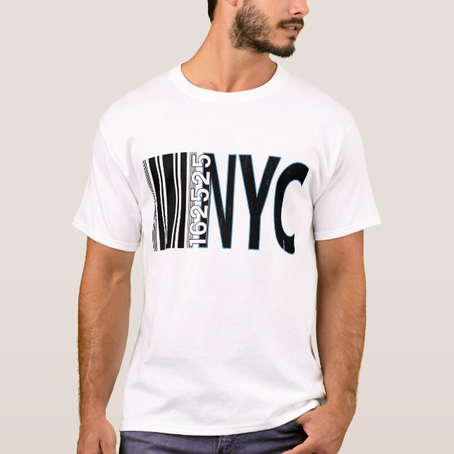 New York City 1625 Barcode Design T-Shirt (Vorderseite)