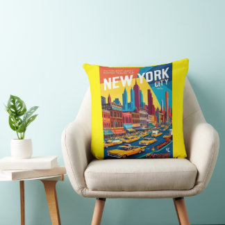 New York City 1960er | Retro Travel Poster Kissen