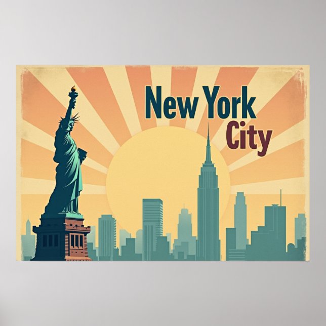 New York City –  24"x16" Art Deco Skyline Poster (Vorne)