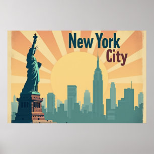 New York City – 30"x20" Art Deco Skyline Poster