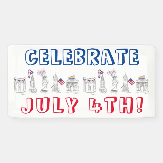 New York City 4. Juli Feuerwerk NYC Celebrate Banner (Horizontal)