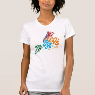 New York City 5 Boroughs Calligram Map T-Shirt