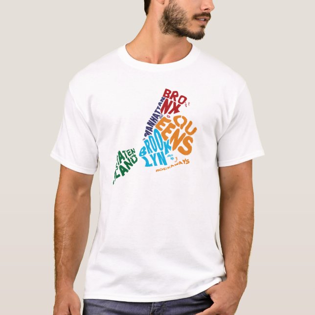New York City 5 Boroughs Calligram Map T-Shirt (Vorderseite)