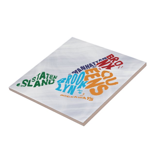 New York City 5 Boroughs Word Art Map Fliese (Seite)