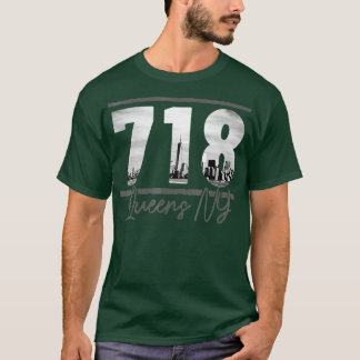 New York City 718 Area Code Skyline Queens NY NYC T-Shirt