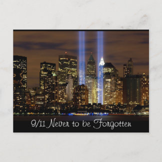 "New York City" 9/11 Tribute with Lights Postcard Postkarte