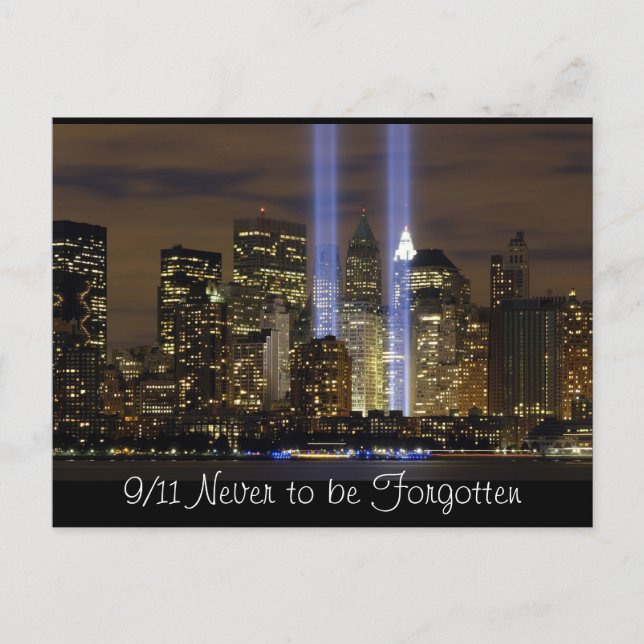 "New York City" 9/11 Tribute with Lights Postcard Postkarte (Vorderseite)