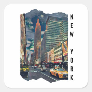 New York City Aesthetic Foto Art Quadratischer Aufkleber
