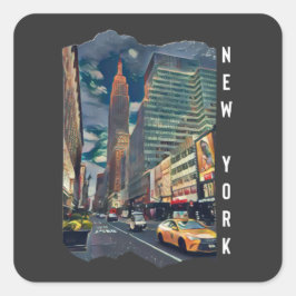 New York City Aesthetic Foto Art Quadratischer Aufkleber