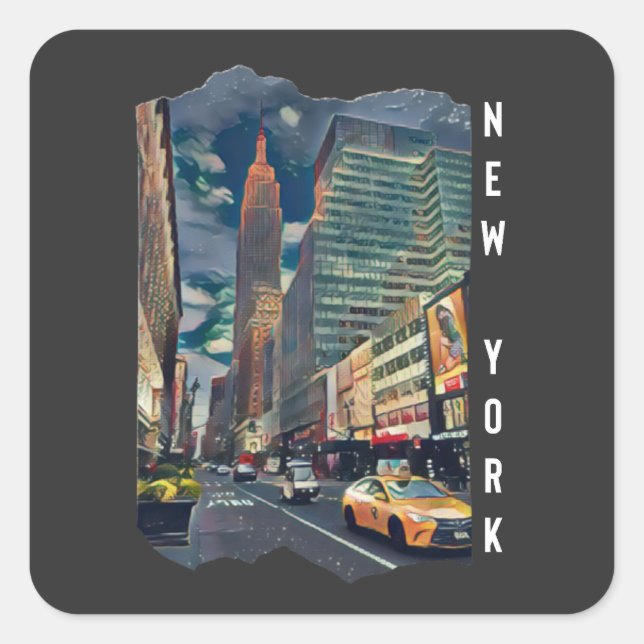 New York City Aesthetic Foto Art Quadratischer Aufkleber (Vorderseite)
