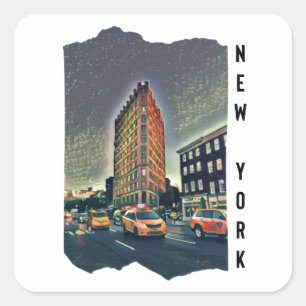 New York City Aesthetic Foto Art Quadratischer Aufkleber