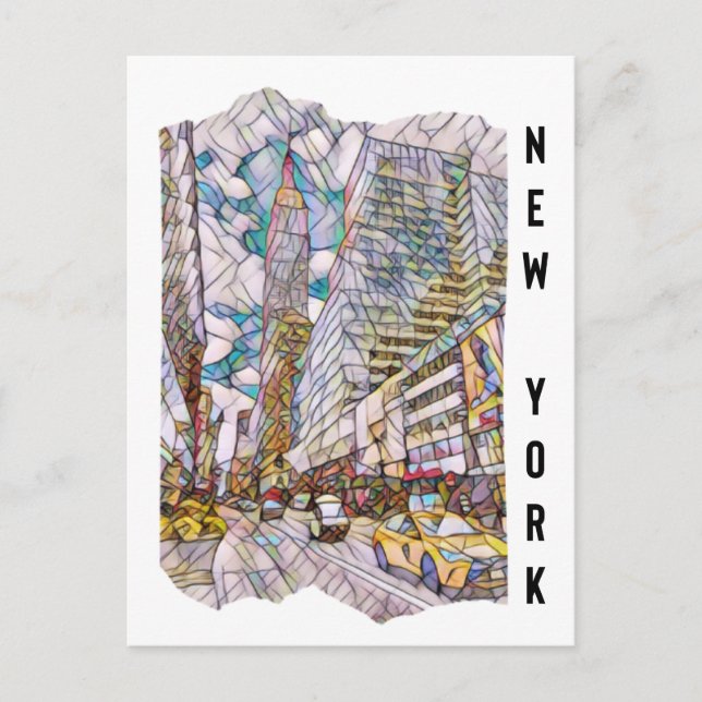 New York City Aesthetic Mosaic Art Postkarte (Vorderseite)