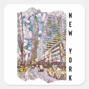 New York City Aesthetic Mosaic Art Quadratischer Aufkleber