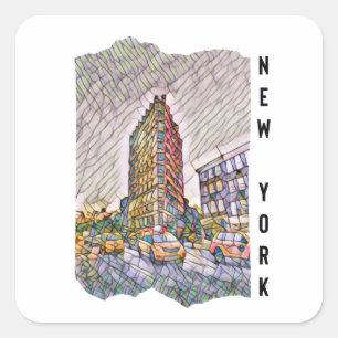 New York City Aesthetic Mosaic Art Quadratischer Aufkleber