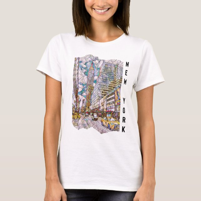 New York City Aesthetic Mosaic Art T-Shirt (Vorderseite)