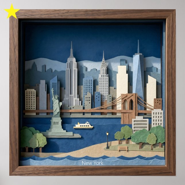 New York City America Layered Paper Art Diorama Poster (Von Creator hochgeladen)