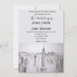 New York City Aquarell Ziel Chic Hochzeit Einladung