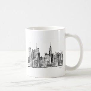New York City Aquarellfarbe Schwarz Vintag Manhatt Kaffeetasse