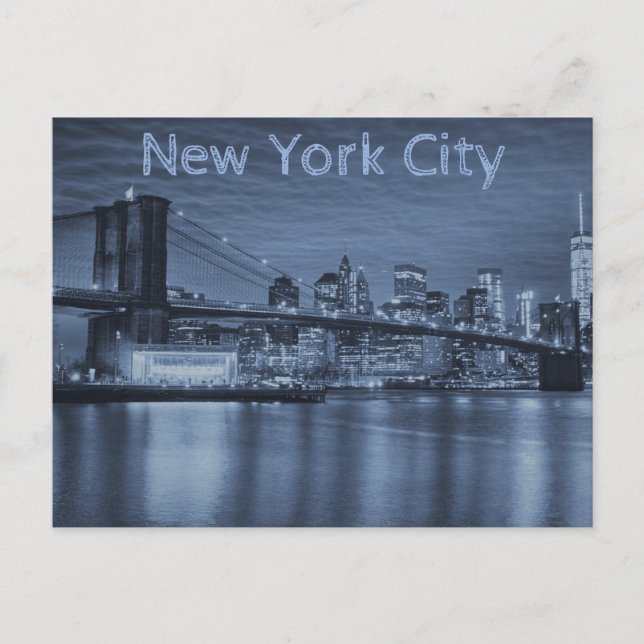 New York City Arctic Blue Skyline Postkarte (Vorderseite)