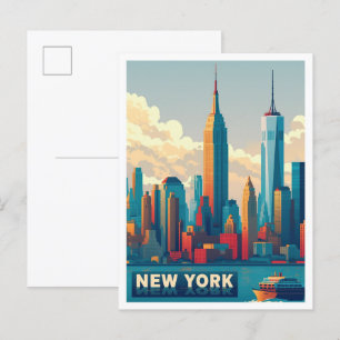 New York City Art Vintage Reisevorführung Postkarte