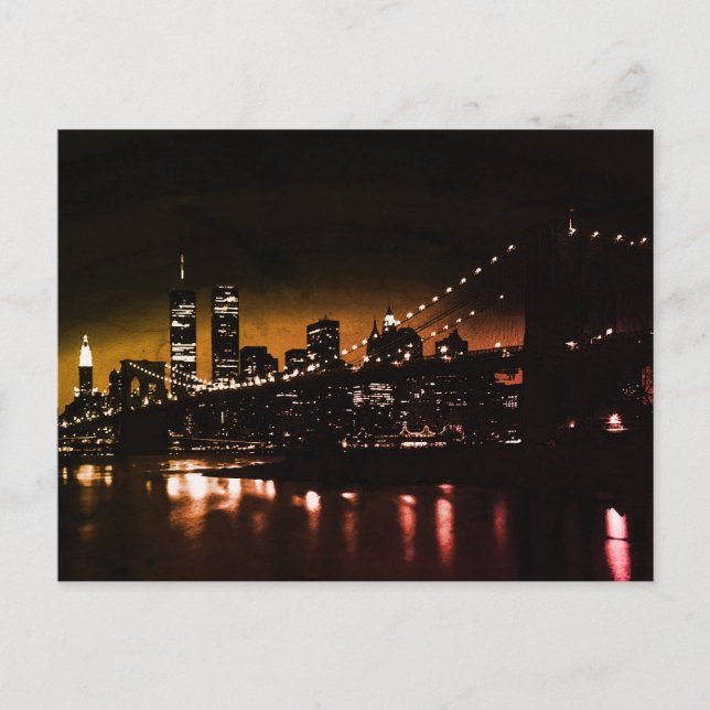 New York City at Night - New York City Skyline Postkarte (Vorderseite)