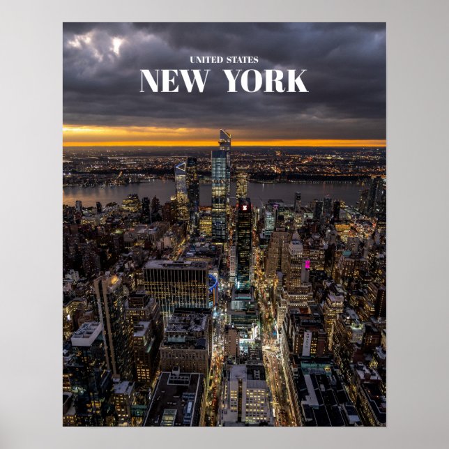 New York City at Night Skyline - Vereinigte Staate Poster (Vorne)