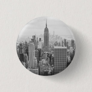 New York City Black and White Foto Button