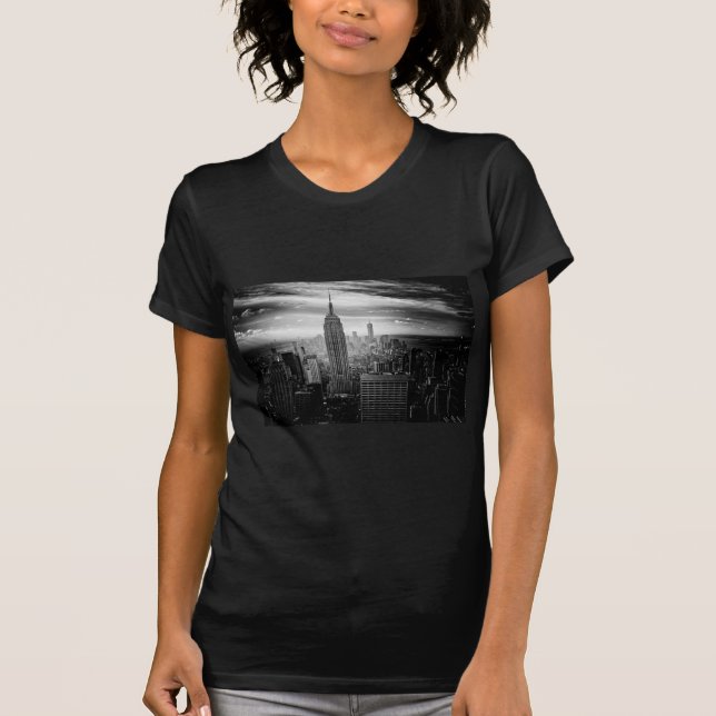 New York City Black and White Skyline T-Shirt (Vorderseite)