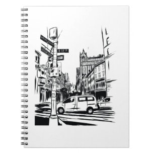 New York City Black and White Urban Street Scene Notizblock