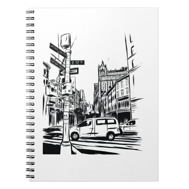 New York City Black and White Urban Street Scene Notizblock (Vorderseite)