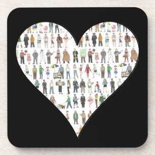New York City Black Heart Art Boroughs People Getränkeuntersetzer
