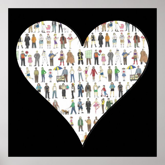New York City Black Heart NYC Art Poster (Vorne)