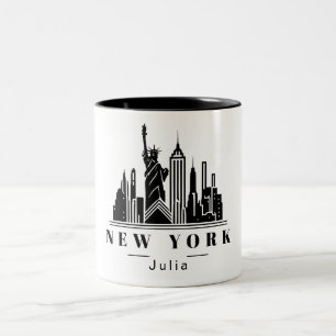 New York City Black Monochrome Logo Zweifarbige Tasse