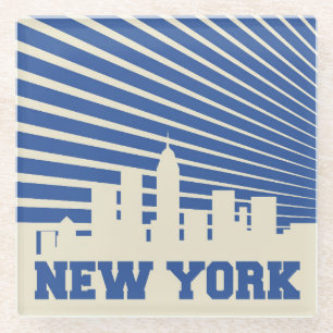 New York City Blau Glasuntersetzer