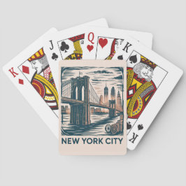 New York City Brooklyn Bridge Bold Retro Skyline Spielkarten