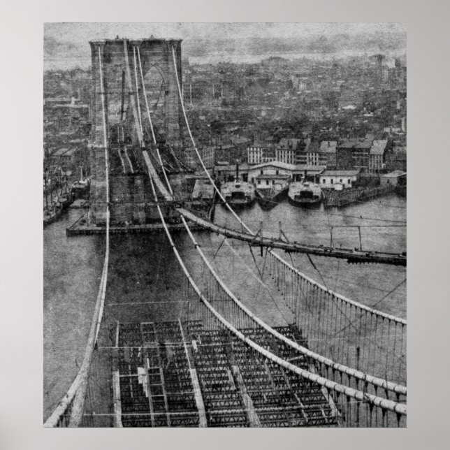 New York City Brooklyn Bridge Construction Poster (Vorne)