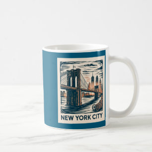 New York City Brooklyn Bridge Fette Retro-Skyline Kaffeetasse