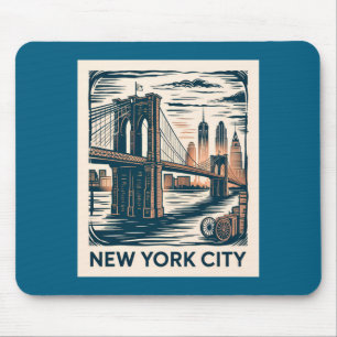 New York City Brooklyn Bridge Fette Retro-Skyline Mousepad