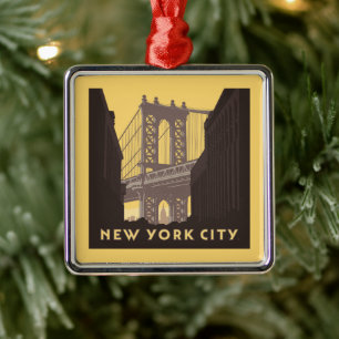 New York City   Brooklyn Bridge Ornament Aus Metall
