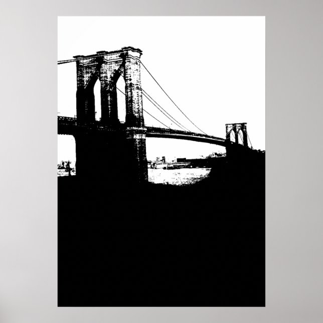 New York City Brooklyn Bridge Silhouette Pop Art Poster (Vorne)