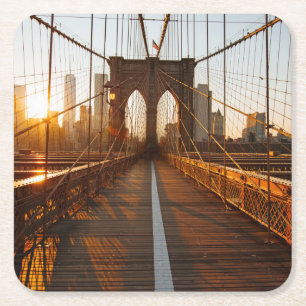 New York City Brooklyn Bridge Sunrise Rechteckiger Pappuntersetzer