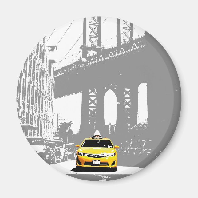 New York City Brooklyn Bridge Yellow Taxi Nyc Magnet (Vorne)