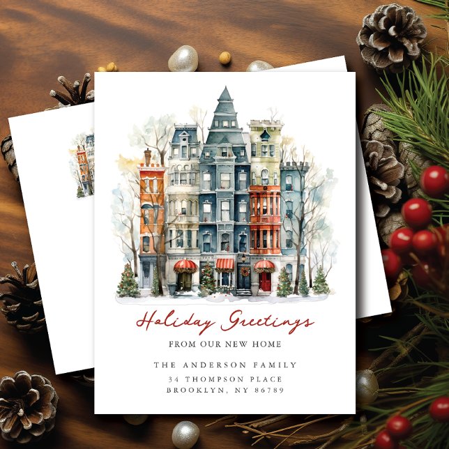 New York City Brownstone New Address Ankündigungspostkarte (Von Creator hochgeladen)