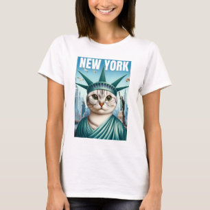 New York City Cat Statue of Liberty T - Shirt - Sp