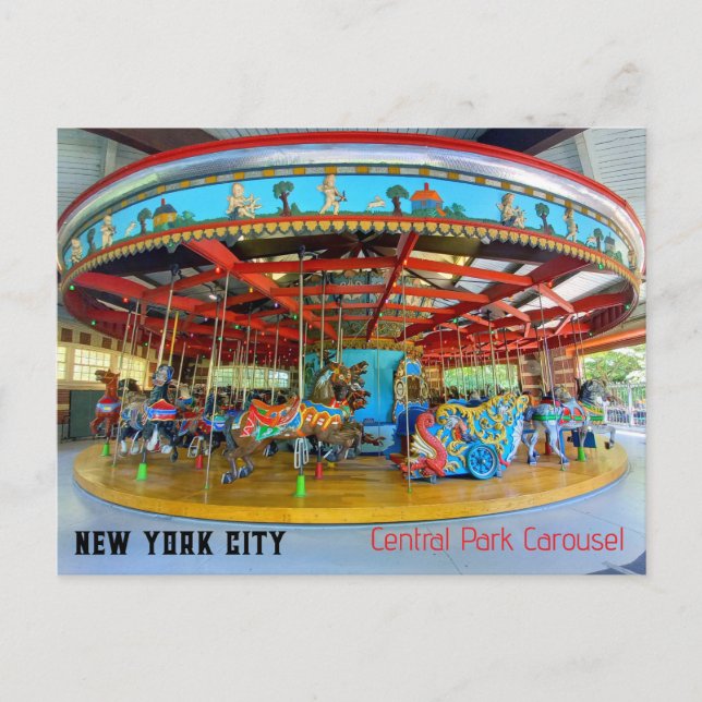 New York City - Central Park Carousel Postkarte (Vorderseite)